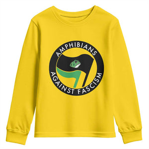 Amphibians Against Fascism Youth Sweatshirt Anti-Fascist Frog Logo Portland Protest TS02 Daisy Print Your Wear