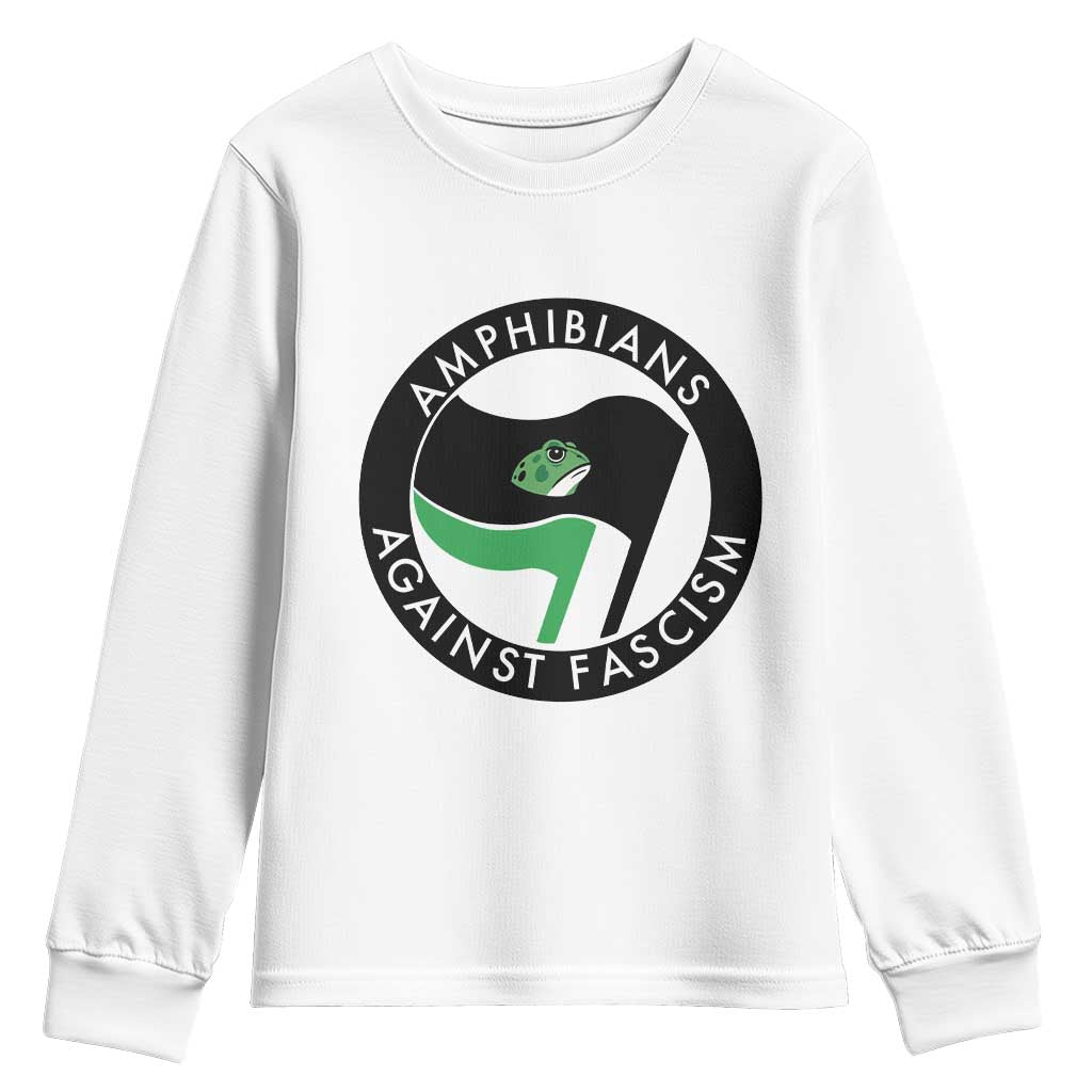 Amphibians Against Fascism Youth Sweatshirt Anti-Fascist Frog Logo Portland Protest TS02 White Print Your Wear