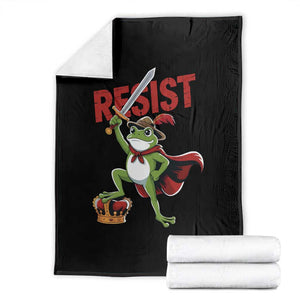 Sword Wielding Frog Resistance Throw Blanket Resist Protest No Kings TS02 Black Print Your Wear