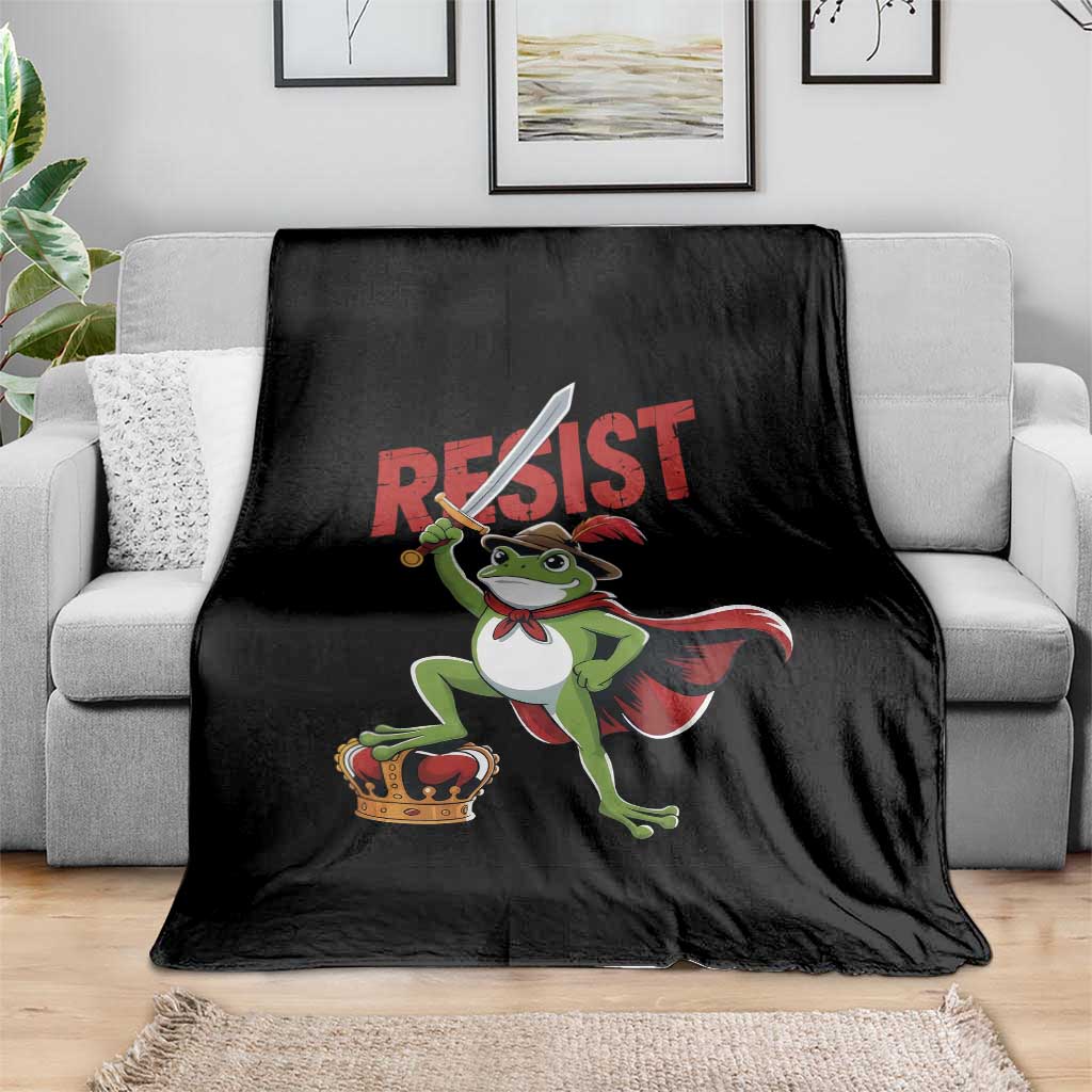 Sword Wielding Frog Resistance Throw Blanket Resist Protest No Kings TS02 Print Your Wear