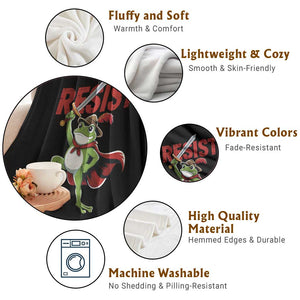 Sword Wielding Frog Resistance Throw Blanket Resist Protest No Kings TS02 Print Your Wear