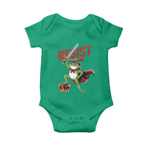 Sword Wielding Frog Resistance Baby Onesie Resist Protest No Kings TS02 Irish Green Print Your Wear