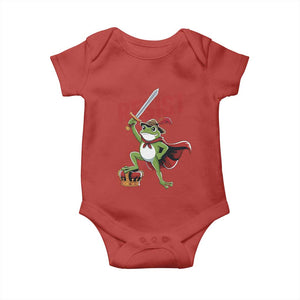 Sword Wielding Frog Resistance Baby Onesie Resist Protest No Kings TS02 Red Print Your Wear
