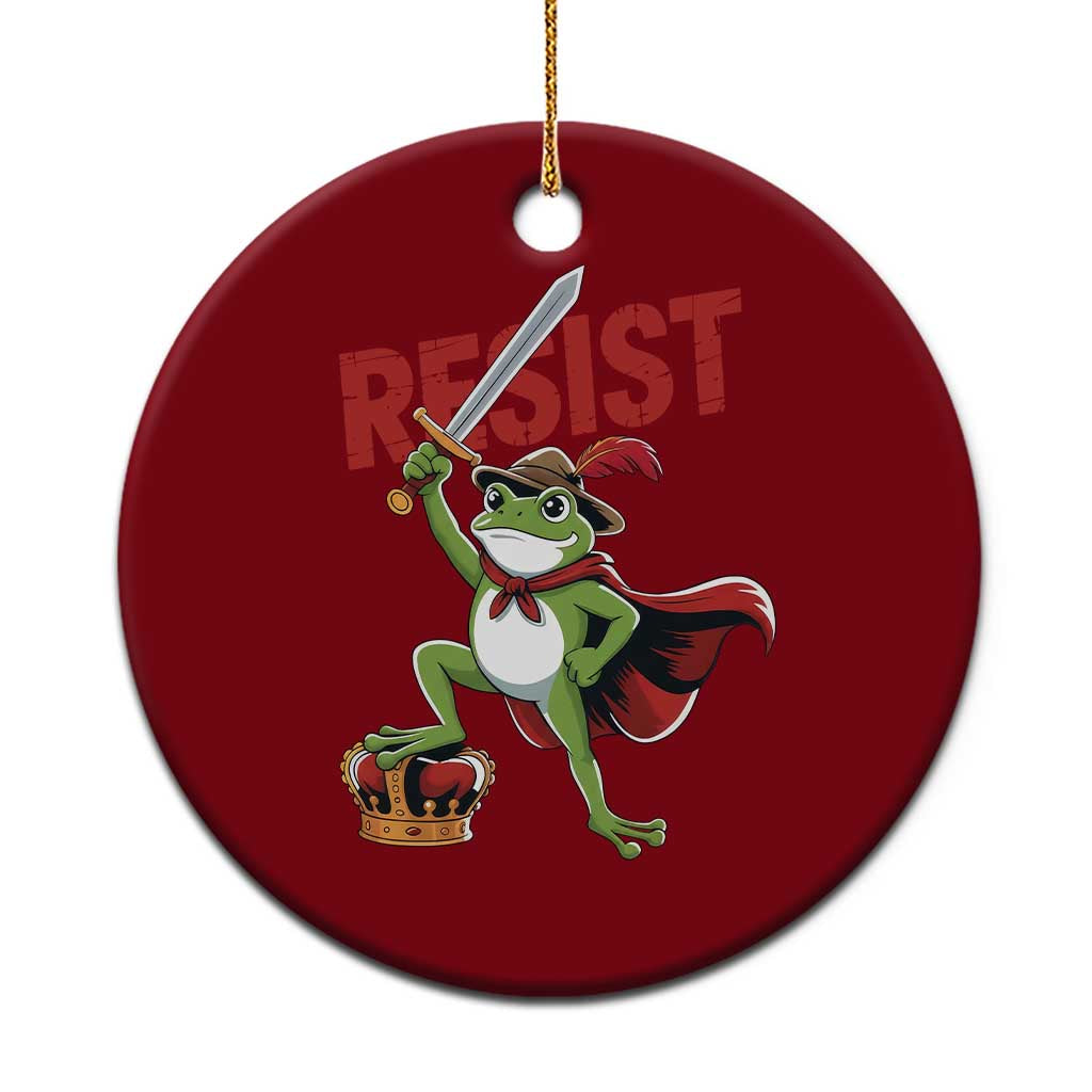 Sword Wielding Frog Resistance Ceramic Ornament Resist Protest No Kings - Print Your Wear