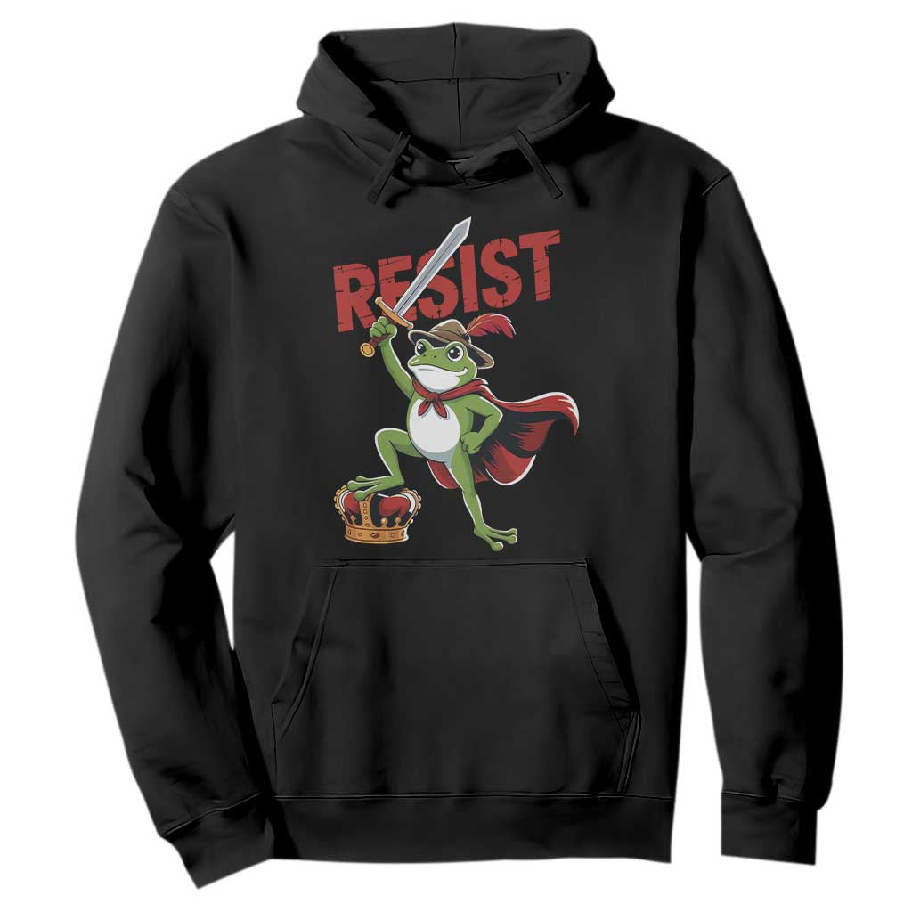 Sword Wielding Frog Resistance Hoodie Resist Protest No Kings TS02 Black Print Your Wear