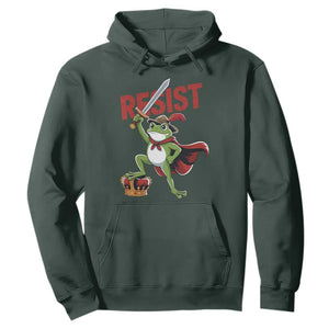 Sword Wielding Frog Resistance Hoodie Resist Protest No Kings TS02 Dark Forest Green Print Your Wear