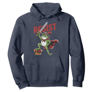 Sword Wielding Frog Resistance Hoodie Resist Protest No Kings TS02 Navy Print Your Wear