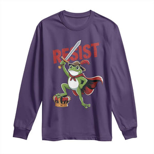 Sword Wielding Frog Resistance Long Sleeve Shirt Resist Protest No Kings TS02 Purple Print Your Wear