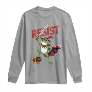 Sword Wielding Frog Resistance Long Sleeve Shirt Resist Protest No Kings TS02 Sport Gray Print Your Wear