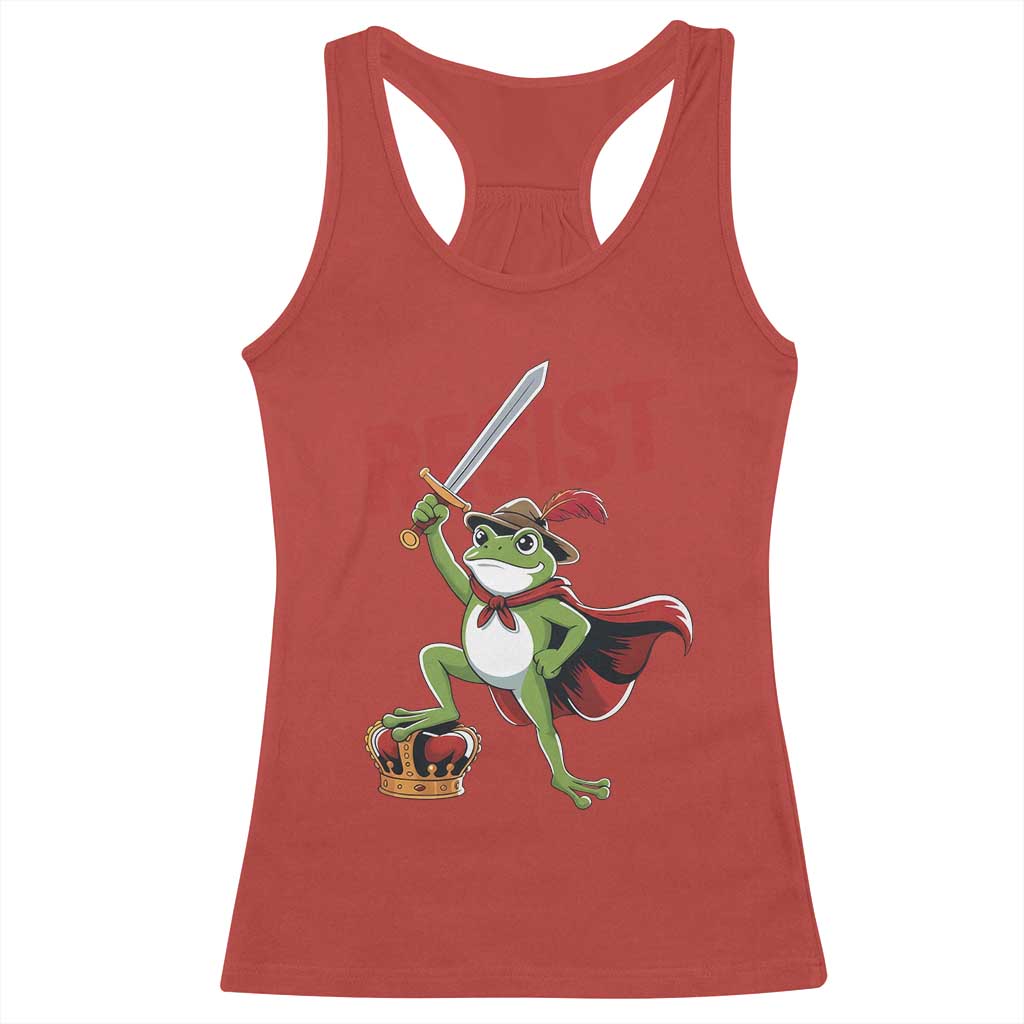 Sword Wielding Frog Resistance Racerback Tank Top Resist Protest No Kings TS02 Red Print Your Wear