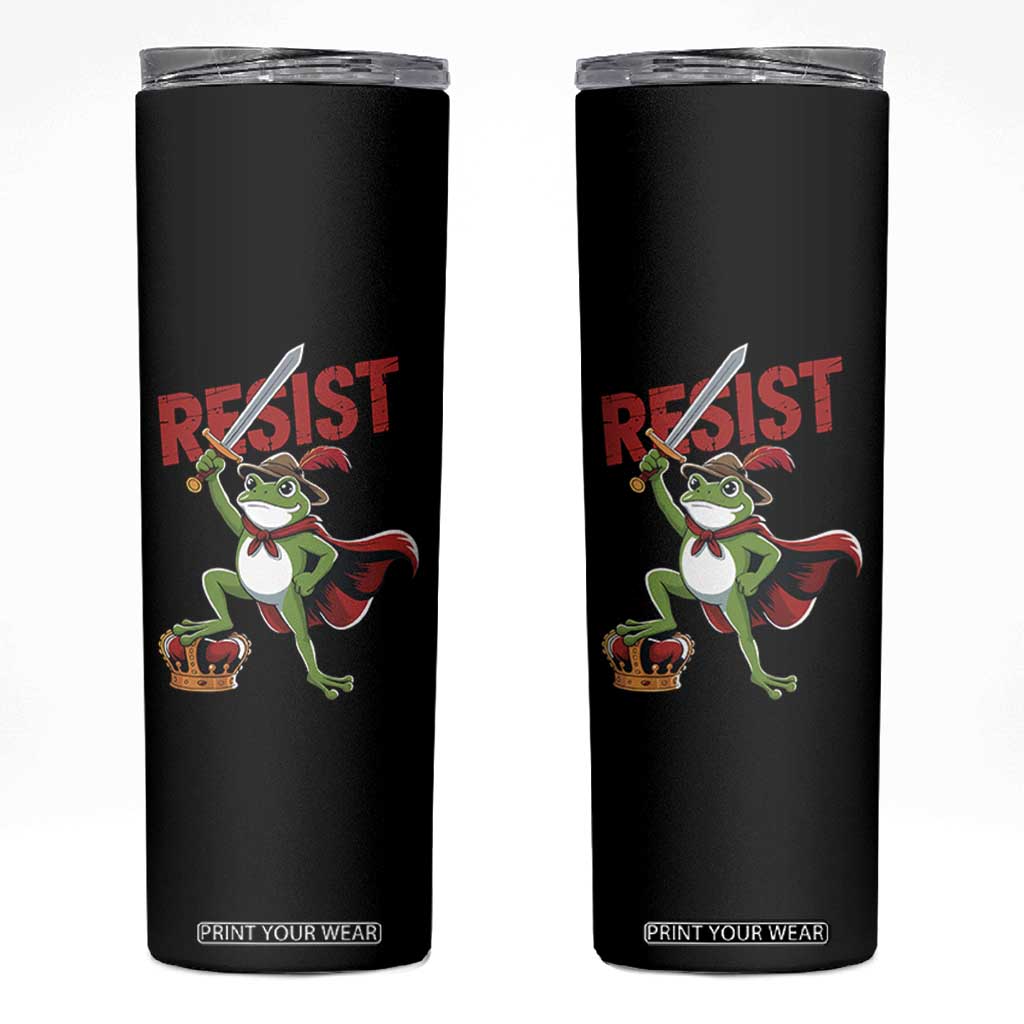 Sword Wielding Frog Resistance Skinny Tumbler Resist Protest No Kings TS02 Black Print Your Wear