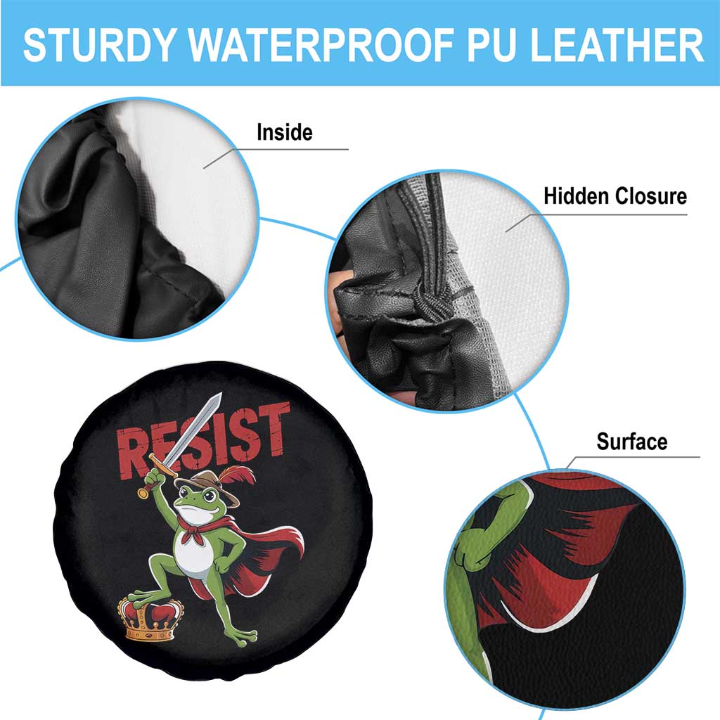 Sword Wielding Frog Resistance Spare Tire Cover Resist Protest No Kings TS02 Print Your Wear