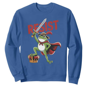 Sword Wielding Frog Resistance Sweatshirt Resist Protest No Kings TS02 Royal Blue Print Your Wear