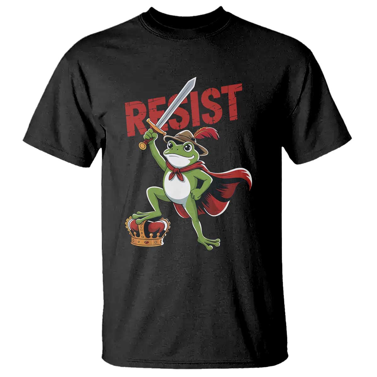 Sword Wielding Frog Resistance T Shirt Resist Protest No Kings TS02 Black Print Your Wear