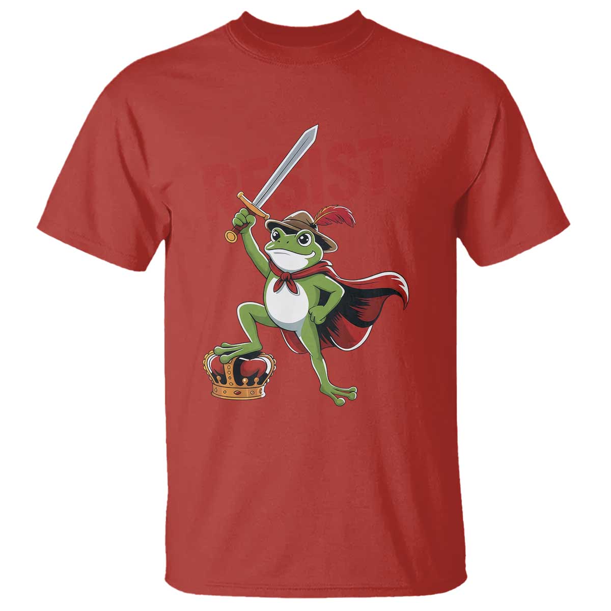 Sword Wielding Frog Resistance T Shirt Resist Protest No Kings TS02 Red Print Your Wear