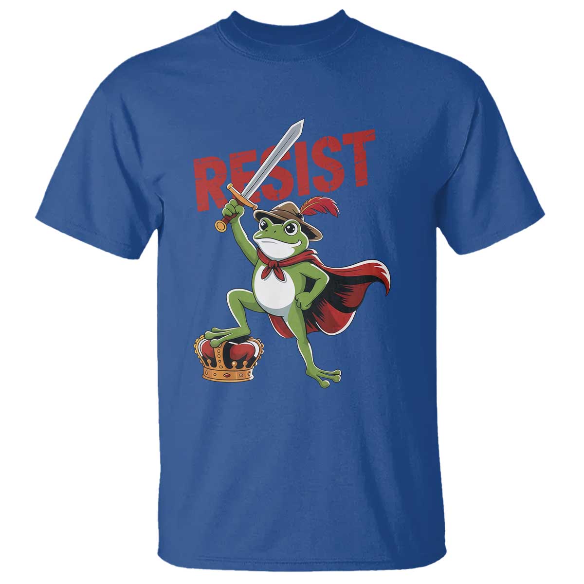 Sword Wielding Frog Resistance T Shirt Resist Protest No Kings TS02 Royal Blue Print Your Wear