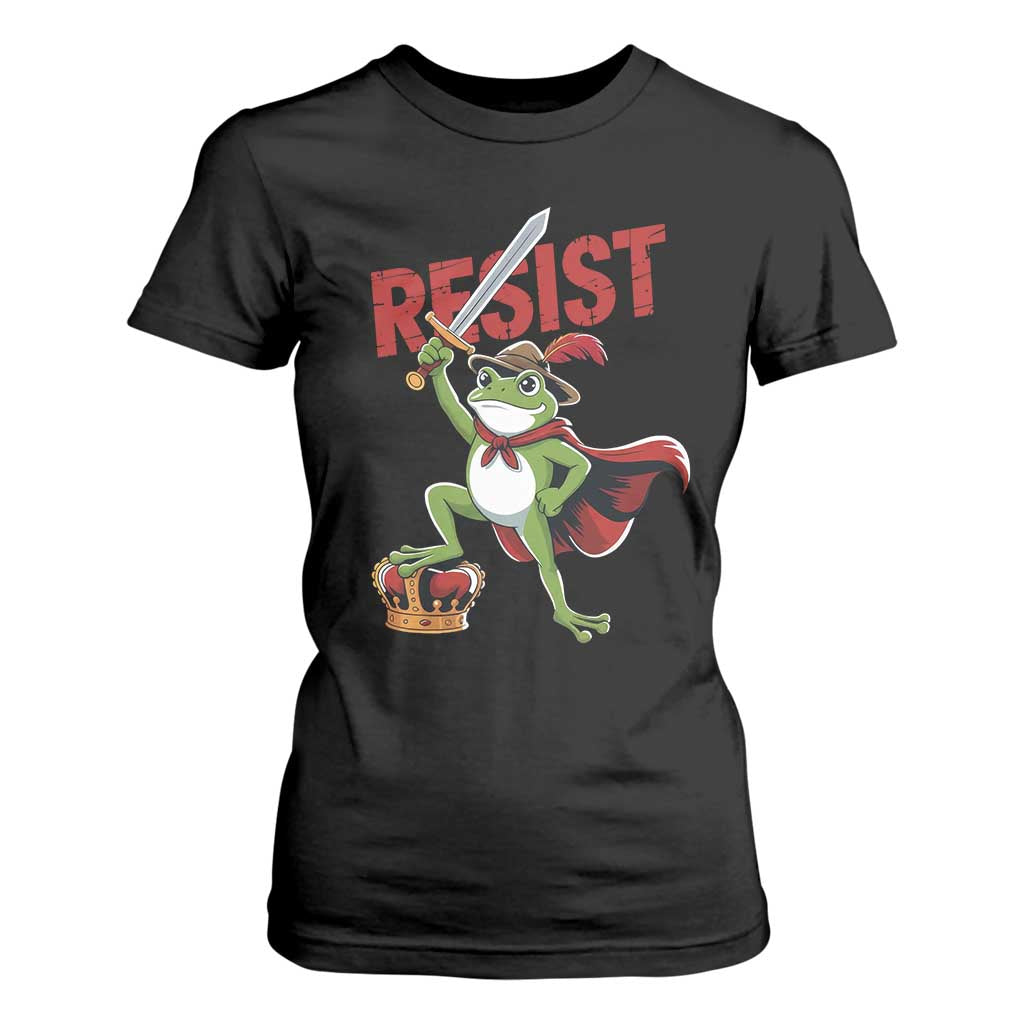 Sword Wielding Frog Resistance T Shirt For Women Resist Protest No Kings TS02 Black Print Your Wear