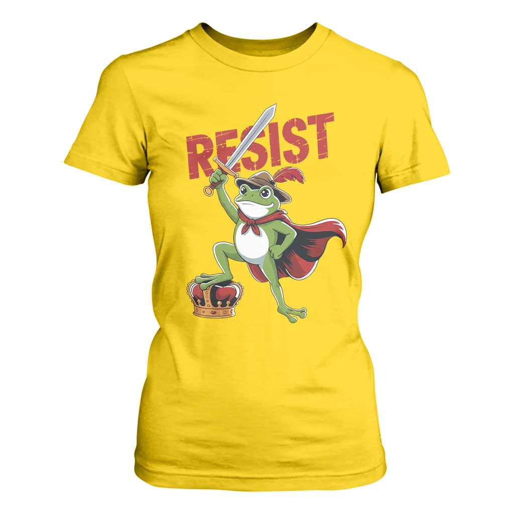 Sword Wielding Frog Resistance T Shirt For Women Resist Protest No Kings TS02 Daisy Print Your Wear