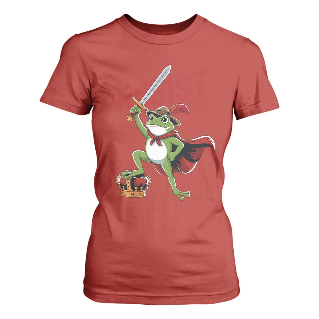 Sword Wielding Frog Resistance T Shirt For Women Resist Protest No Kings TS02 Red Print Your Wear