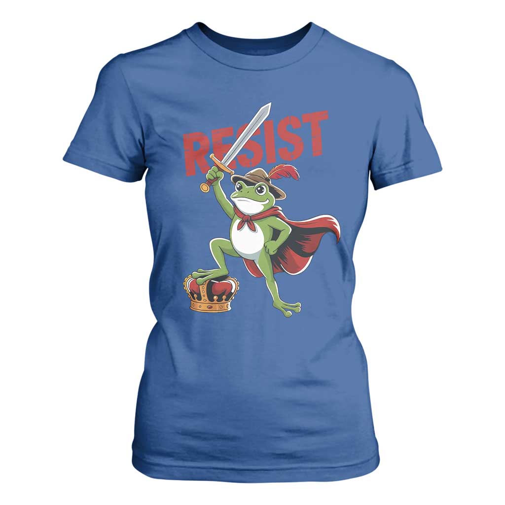 Sword Wielding Frog Resistance T Shirt For Women Resist Protest No Kings TS02 Royal Blue Print Your Wear
