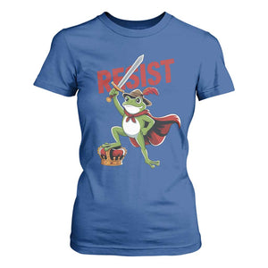 Sword Wielding Frog Resistance T Shirt For Women Resist Protest No Kings TS02 Royal Blue Print Your Wear