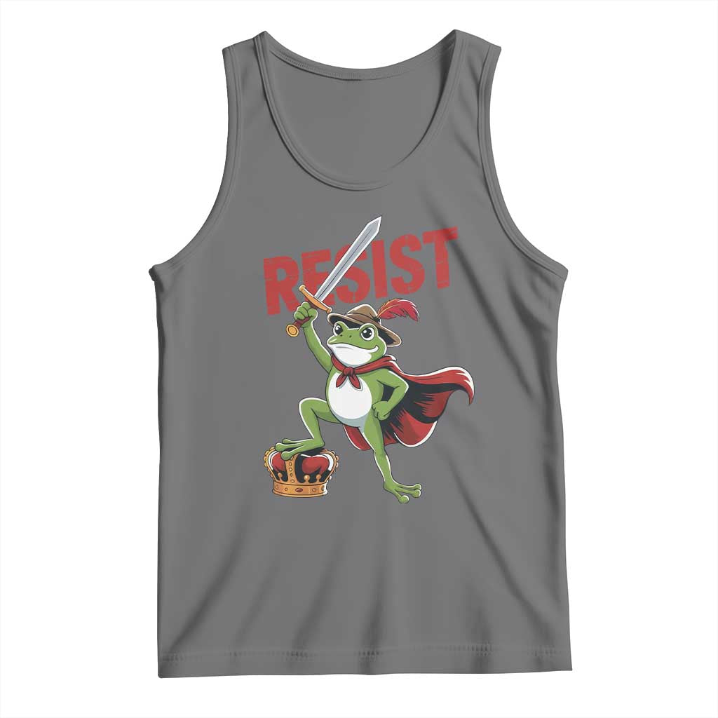 Sword Wielding Frog Resistance Tank Top Resist Protest No Kings TS02 Black Heather Print Your Wear