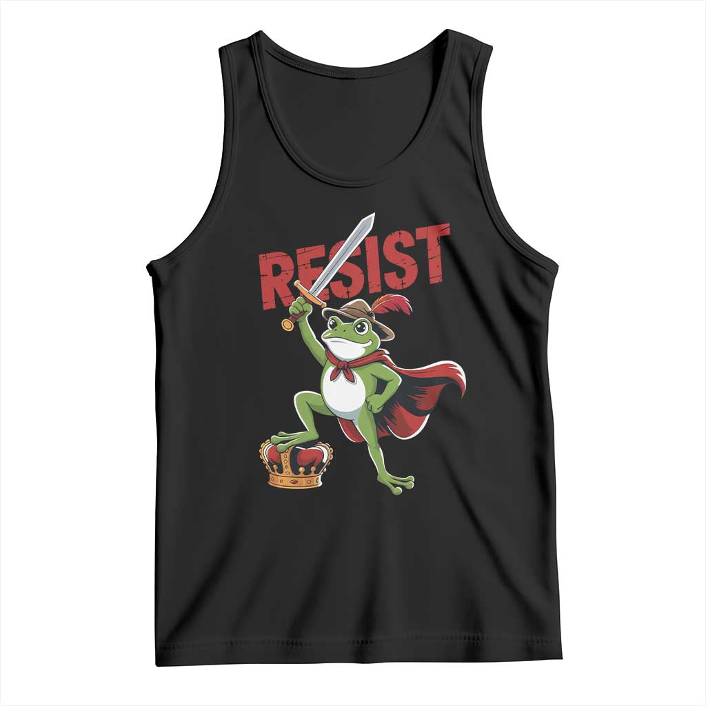 Sword Wielding Frog Resistance Tank Top Resist Protest No Kings TS02 Black Print Your Wear