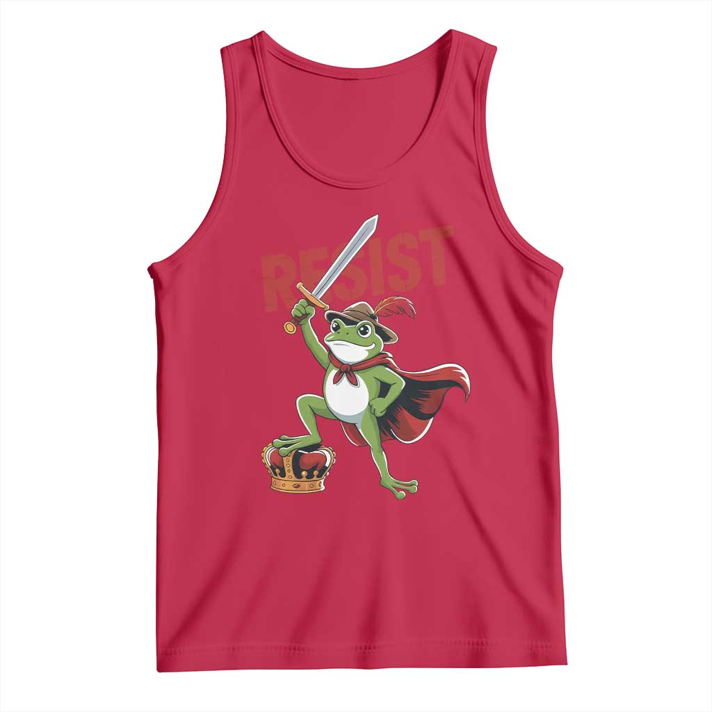 Sword Wielding Frog Resistance Tank Top Resist Protest No Kings TS02 Red Print Your Wear