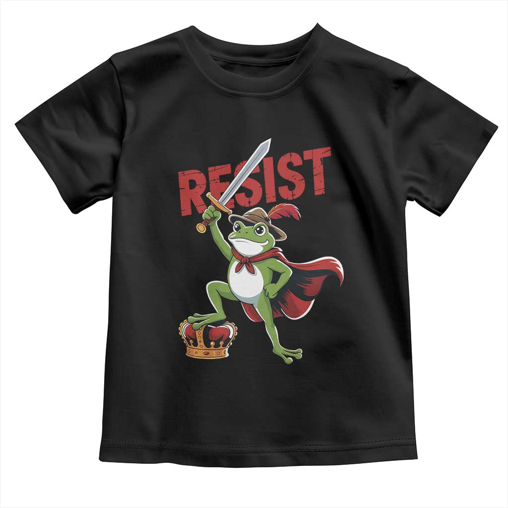 Sword Wielding Frog Resistance Toddler T Shirt Resist Protest No Kings TS02 Black Print Your Wear