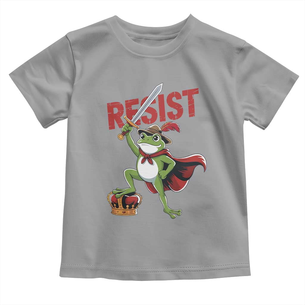 Sword Wielding Frog Resistance Toddler T Shirt Resist Protest No Kings TS02 Sport Gray Print Your Wear
