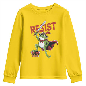 Sword Wielding Frog Resistance Youth Sweatshirt Resist Protest No Kings TS02 Daisy Print Your Wear