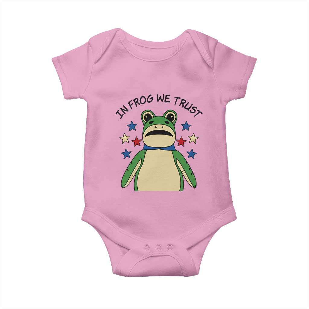 In Frog We Trust Baby Onesie Patriotic Portland Frogs Protest American Flag TS02 Light Pink Print Your Wear