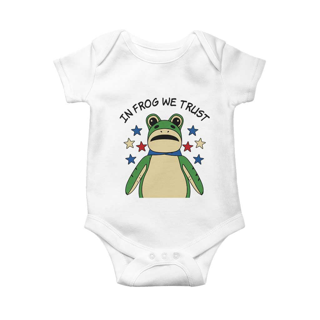 In Frog We Trust Baby Onesie Patriotic Portland Frogs Protest American Flag TS02 White Print Your Wear