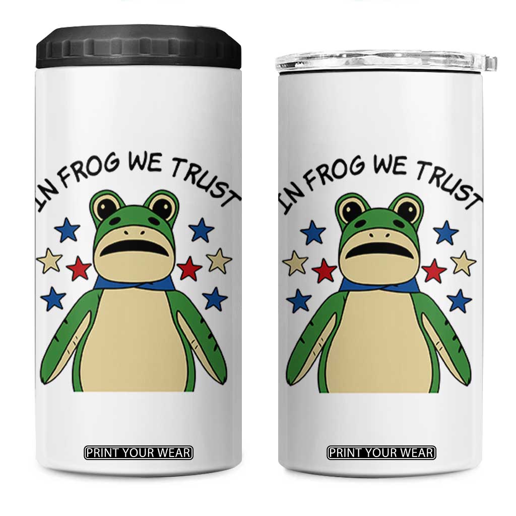 In Frog We Trust 4 in 1 Can Cooler Tumbler Patriotic Portland Frogs Protest American Flag TS02 One Size: 16 oz White Print Your Wear