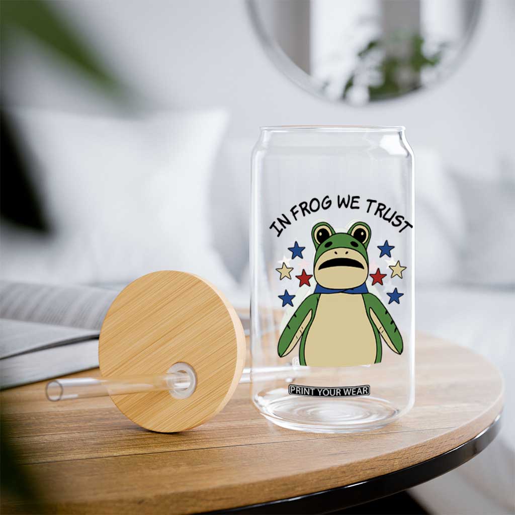 In Frog We Trust Glass Can Patriotic Portland Frogs Protest American Flag TS02 Print Your Wear
