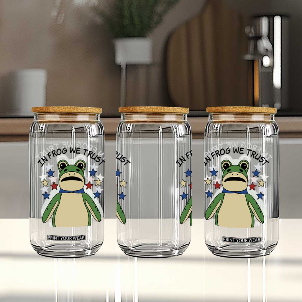 In Frog We Trust Glass Can Patriotic Portland Frogs Protest American Flag TS02 Print Your Wear