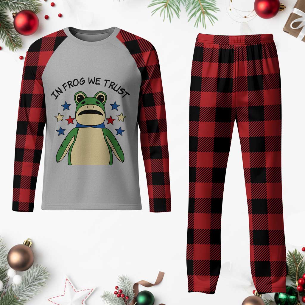 In Frog We Trust Plaid Pajama Set Patriotic Portland Frogs Protest American Flag TS02 Buffalo Plaid Print Your Wear