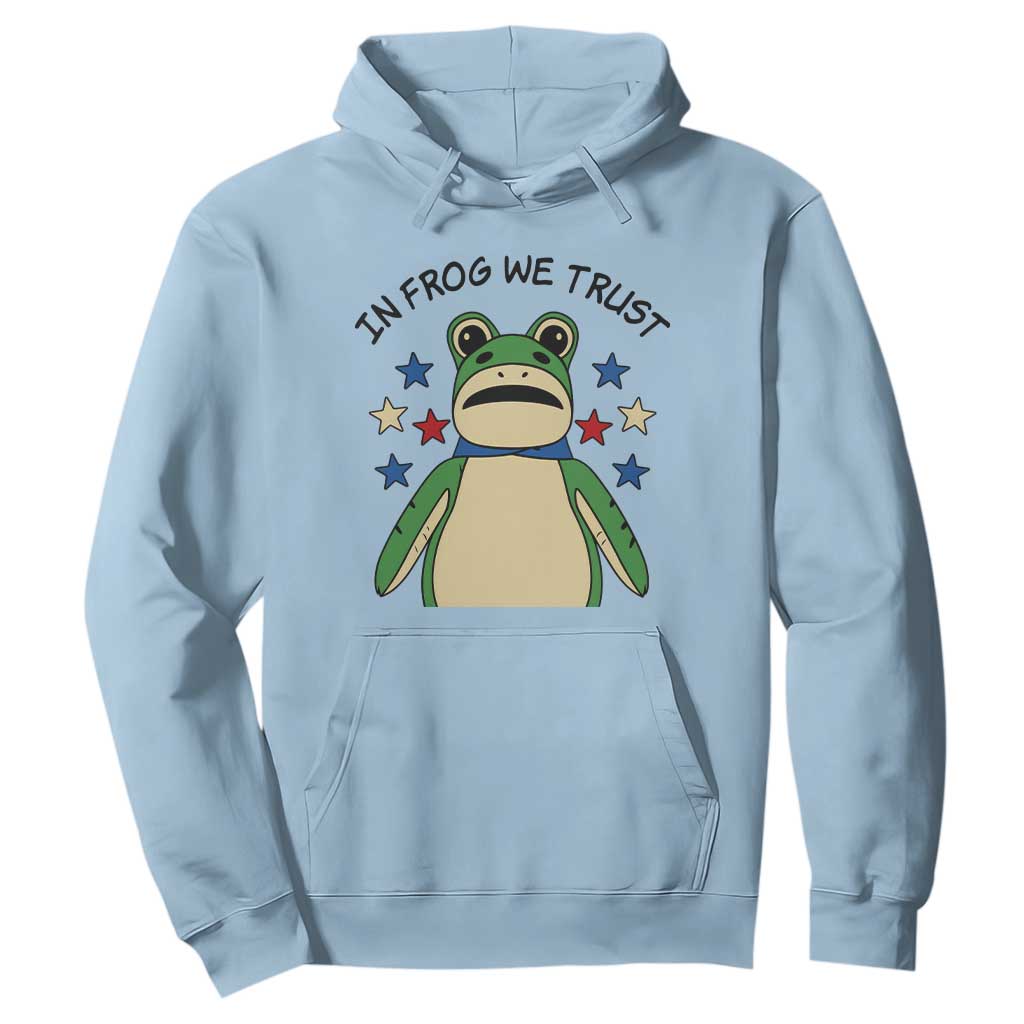 In Frog We Trust Hoodie Patriotic Portland Frogs Protest American Flag TS02 Light Blue Print Your Wear