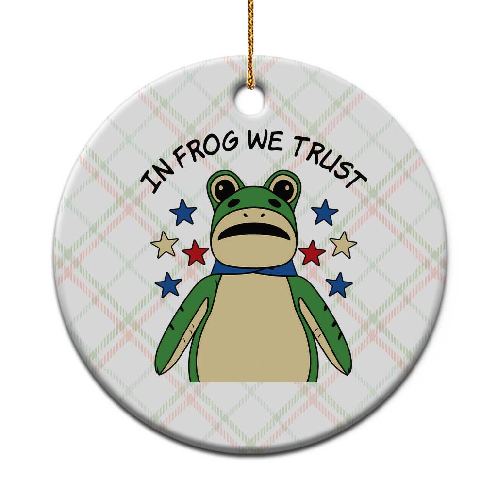 In Frog We Trust Ceramic Ornament Patriotic Portland Frogs Protest American Flag - Print Your Wear
