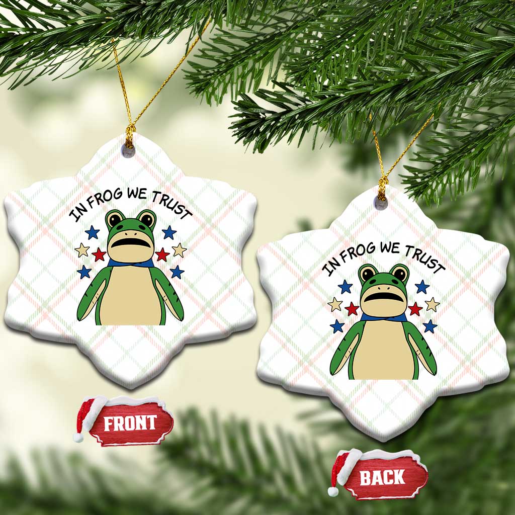 In Frog We Trust Ceramic Ornament Patriotic Portland Frogs Protest American Flag TS02 Print Your Wear