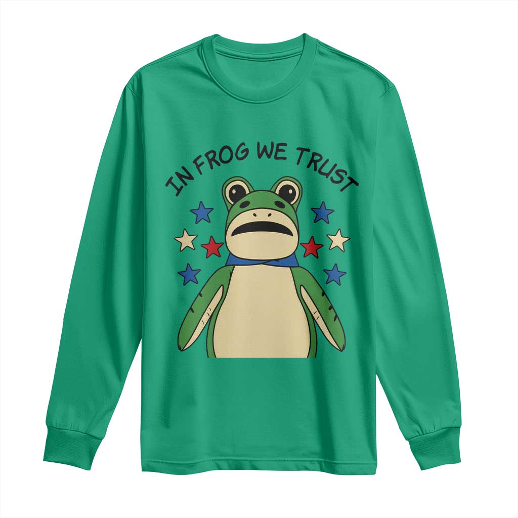 In Frog We Trust Long Sleeve Shirt Patriotic Portland Frogs Protest American Flag TS02 Irish Green Print Your Wear