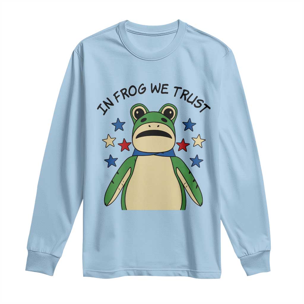 In Frog We Trust Long Sleeve Shirt Patriotic Portland Frogs Protest American Flag TS02 Light Blue Print Your Wear