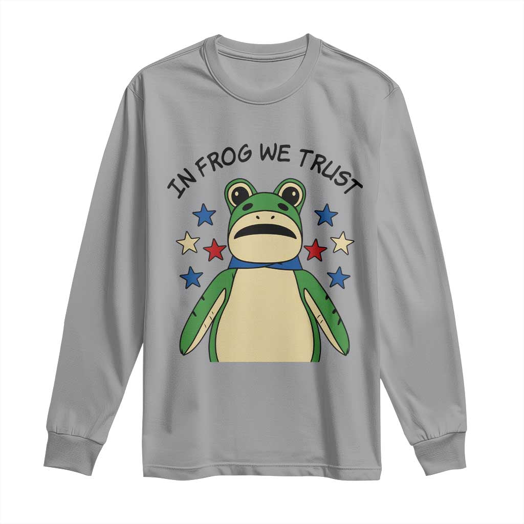 In Frog We Trust Long Sleeve Shirt Patriotic Portland Frogs Protest American Flag TS02 Sport Gray Print Your Wear