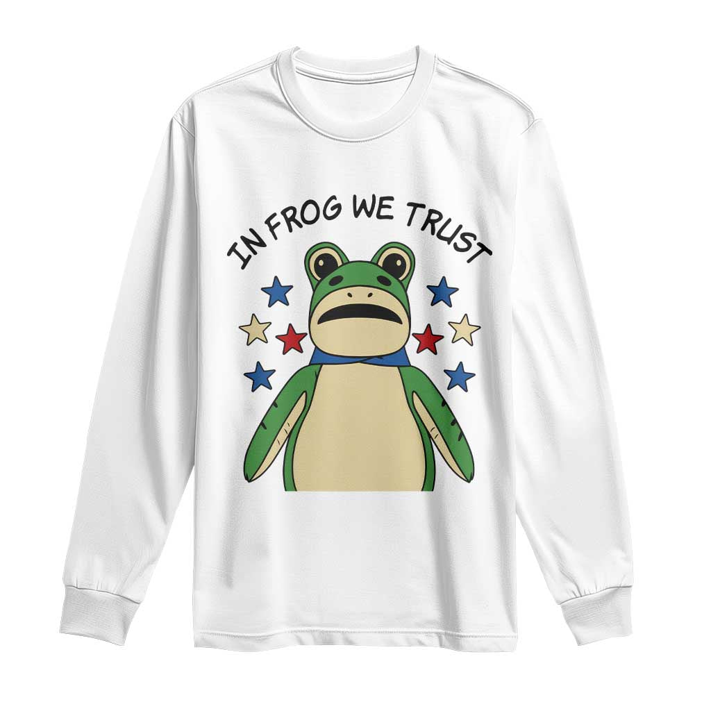 In Frog We Trust Long Sleeve Shirt Patriotic Portland Frogs Protest American Flag TS02 White Print Your Wear