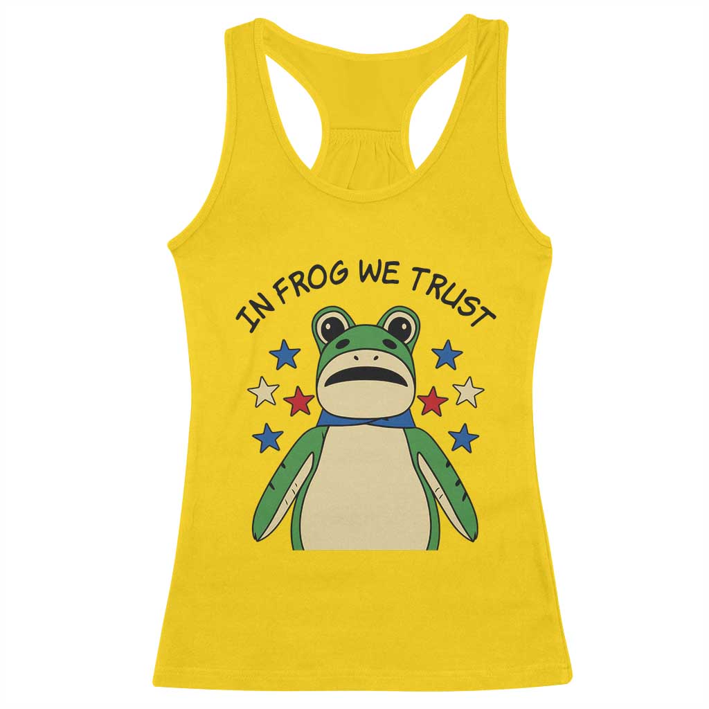 In Frog We Trust Racerback Tank Top Patriotic Portland Frogs Protest American Flag TS02 Daisy Print Your Wear