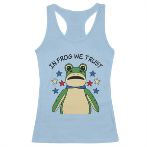 In Frog We Trust Racerback Tank Top Patriotic Portland Frogs Protest American Flag TS02 Light Blue Print Your Wear