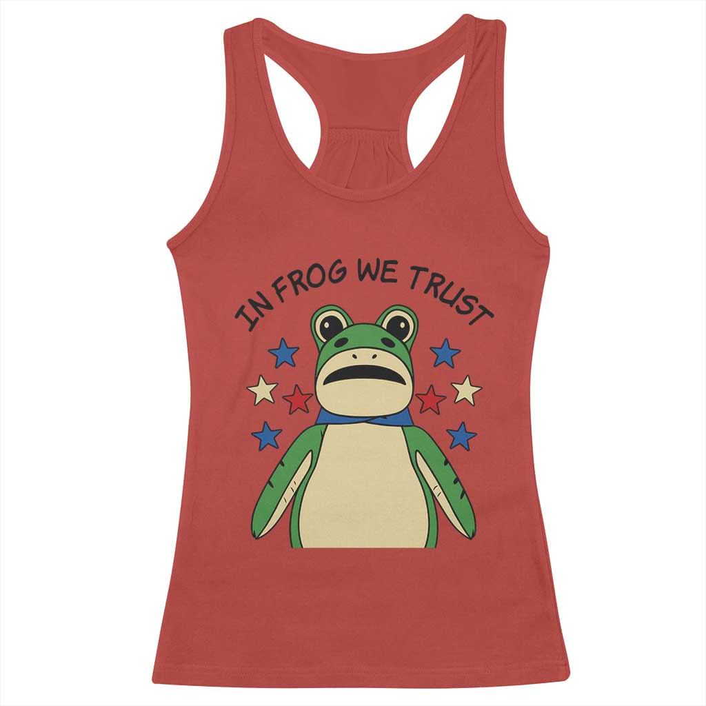 In Frog We Trust Racerback Tank Top Patriotic Portland Frogs Protest American Flag TS02 Red Print Your Wear