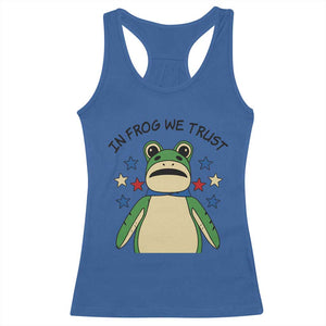In Frog We Trust Racerback Tank Top Patriotic Portland Frogs Protest American Flag TS02 Royal Blue Print Your Wear