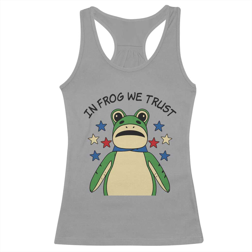 In Frog We Trust Racerback Tank Top Patriotic Portland Frogs Protest American Flag TS02 Sport Gray Print Your Wear