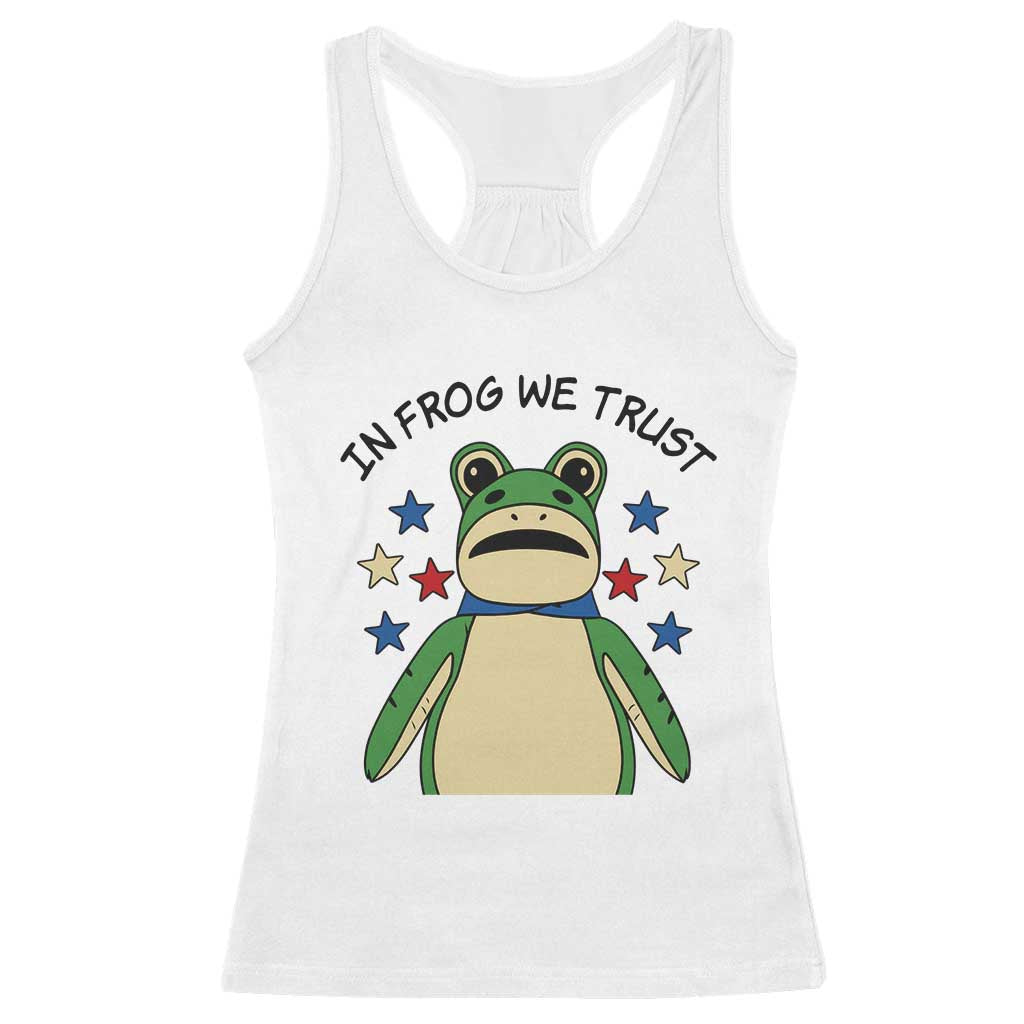 In Frog We Trust Racerback Tank Top Patriotic Portland Frogs Protest American Flag TS02 White Print Your Wear